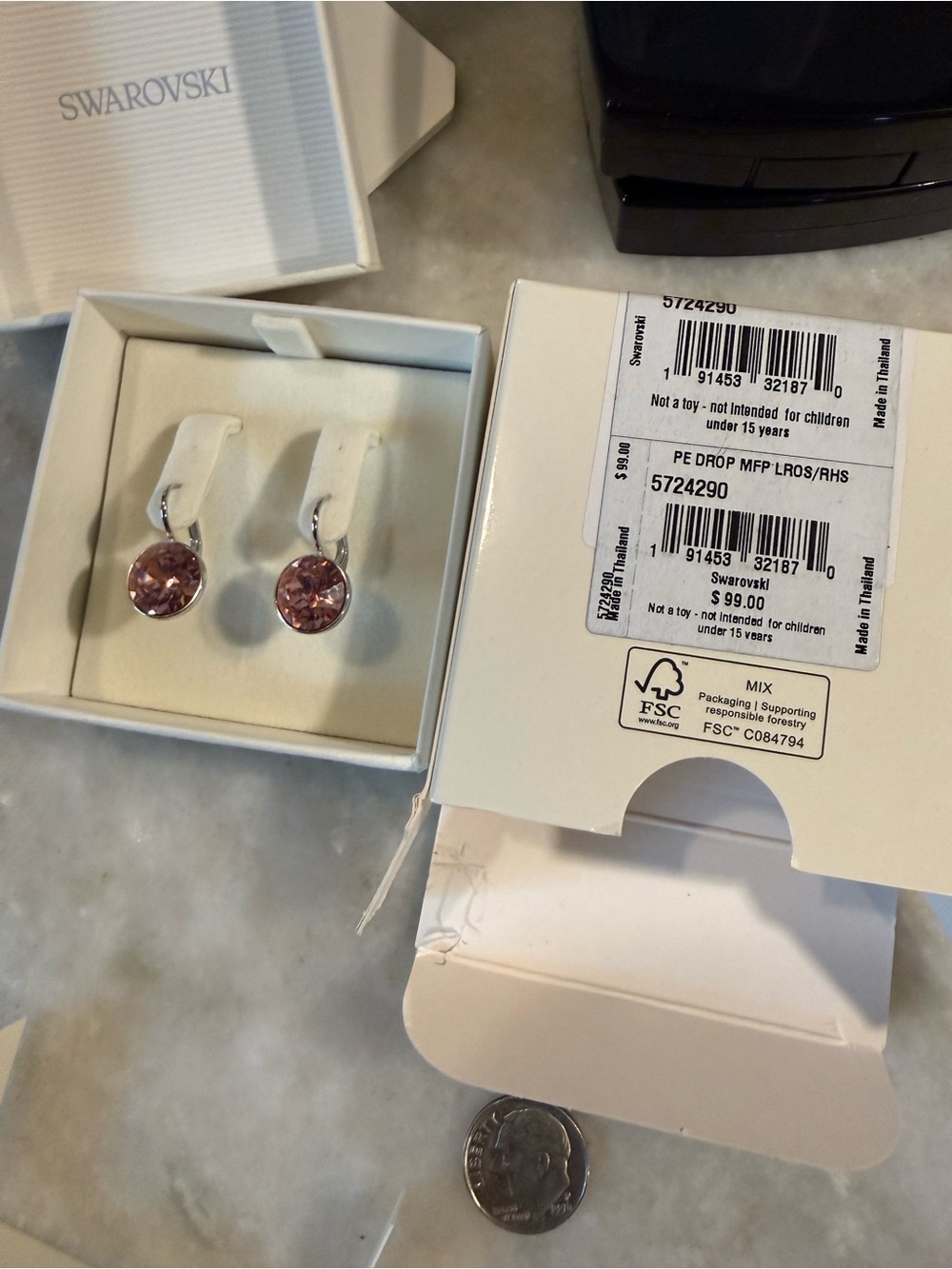 Swarovski mini Bella Blush Pink Crystal Drop Earrings New In Box - Picture 5 of 8